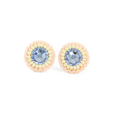 Dusty blue, blush, ivory stud earrings - Exquistry - 1