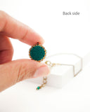 Emerald green swarovski delicate brass chain necklace