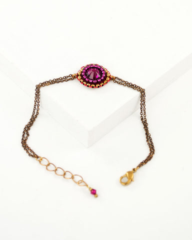 Delicate ruby red swarovski brass chain bracelet