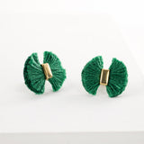 Fringe fan earrings stud small