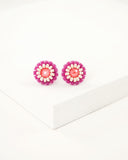 Coral stud earrings | tiny pink beaded earrings