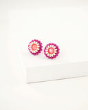 Coral stud earrings | tiny pink beaded earrings