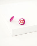 Coral stud earrings | tiny pink beaded earrings