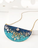 Brass turquoise blue swarovski necklace by Exquistry, handmade in Seattle