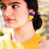 Hand beaded pansy flower earrings | Big clip on earrings