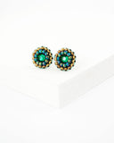 Emerald green swarovski delicate stud earrings