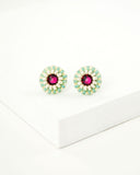 Ruby red mint green swarovski small stud earrings