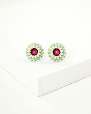 Buy Attractive Kemp Red and Green Stone Flower Pattern Stylish Daily Wear Stud  Earring Online