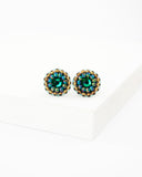 Emerald green swarovski delicate stud earrings