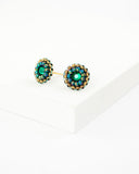 Emerald green swarovski delicate stud earrings