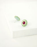 Ruby red mint green swarovski small stud earrings