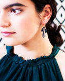 Leaf earrings with blue patina