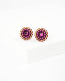 Ruby pink swarovski delicate stud earrings