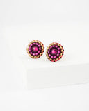 Ruby pink swarovski delicate stud earrings