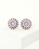 Dainty lilac stud earrings, hand beaded by Exquistry
