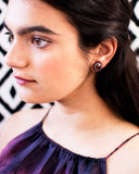 Burgundy gray stud earrings