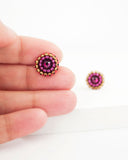 Ruby pink swarovski delicate stud earrings