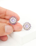 Lilac lavender dainty stud earrings | unique studs