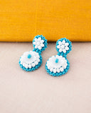 Vintage style turquoise and white statement stud earrings