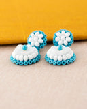 Vintage style turquoise and white statement stud earrings