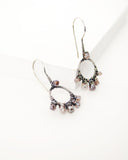Silver circle earrings with blush raw zircon stones