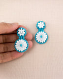 Vintage style turquoise and white statement stud earrings