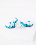 Vintage style turquoise and white statement stud earrings