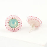 Mint and baby pink stud earrings