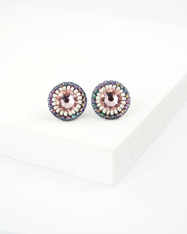 Blush pink earrings | Gray earrings | Rhinestone stud earrings