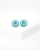 Turquoise small stud earrings | hand beaded studs