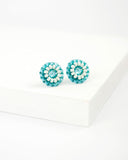 Turquoise small stud earrings | hand beaded studs