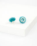 Turquoise small stud earrings | hand beaded studs