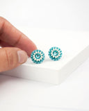 Turquoise small stud earrings | hand beaded studs