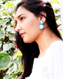 Vintage style turquoise and white statement stud earrings