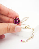 Ruby pink swarovski delicate necklace