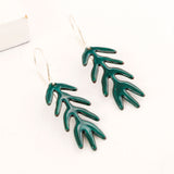 Green enamel earrings