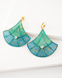 teal and turquoise hand painted earrings by Exquistry