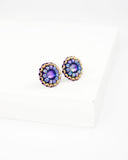 Purple swarovski delicate stud earrings