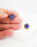Purple swarovski delicate stud earrings