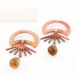 Peach brown celestial dangles | Smokey quartz earrings