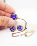 Purple swarovski delicate stud earrings
