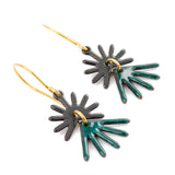 Dark green dainty dangle earrings