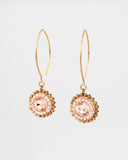 Gold peach dangle earrings with swarovski crystal