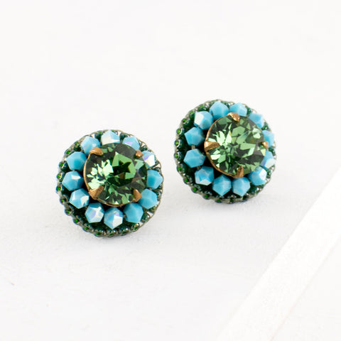 Green stud earrings