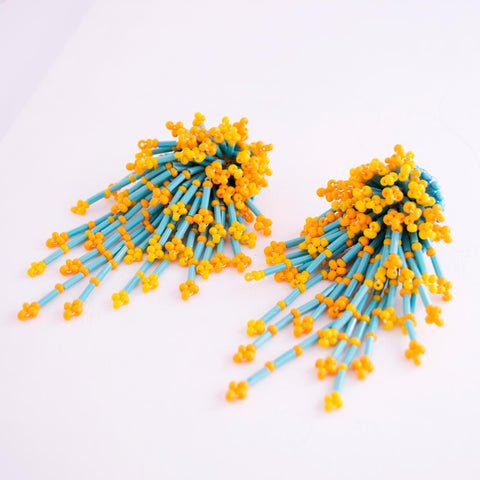 Mango yellow beaded earrings
