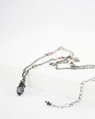 Silver dark gray swarovski pendant necklace