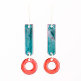 Teal orange earrings