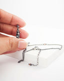 Silver dark gray swarovski pendant necklace