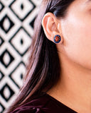 Burnt orange and blue stud earrings