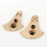 Bell shaped brass statement earrings | black brown gold dangles